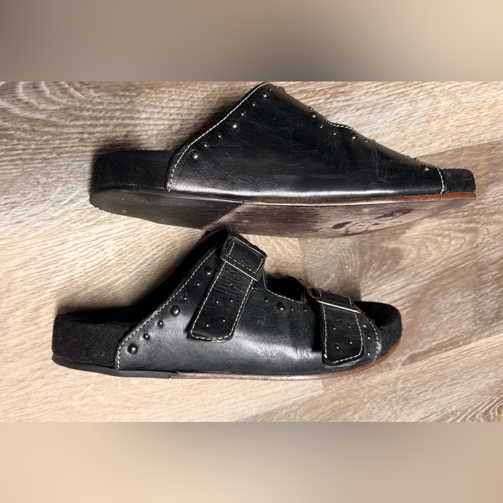 Black Studded Slide Sandals - Picture 2 of 6